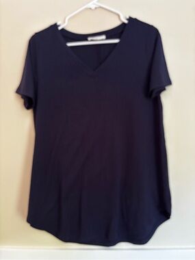 Zenana Navy Blue V-Neck Tunic Top – Size Medium